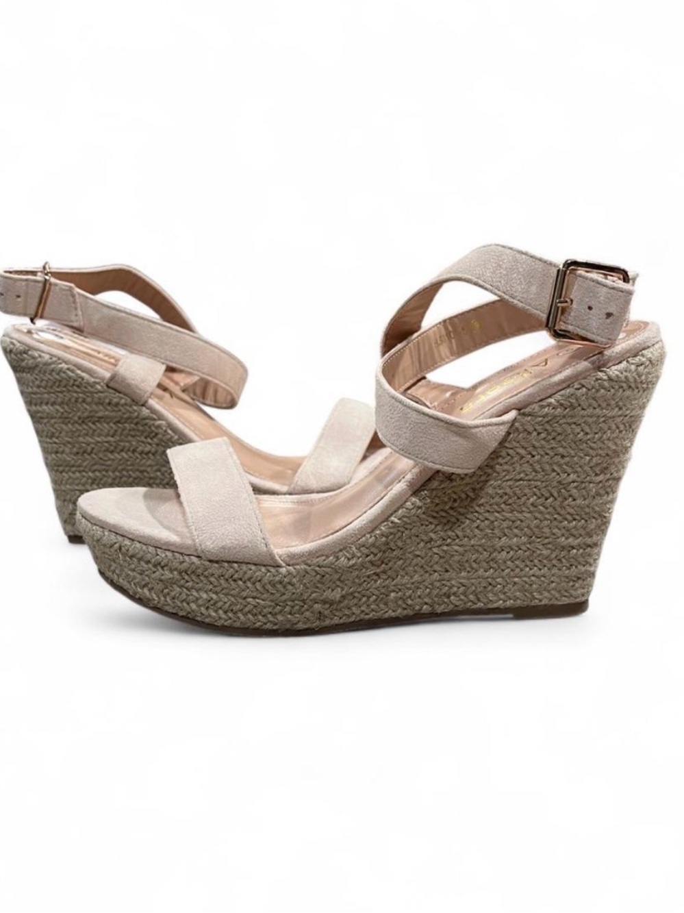 NWOT Allegra K Light Beige Espadrille Wedge Sandals